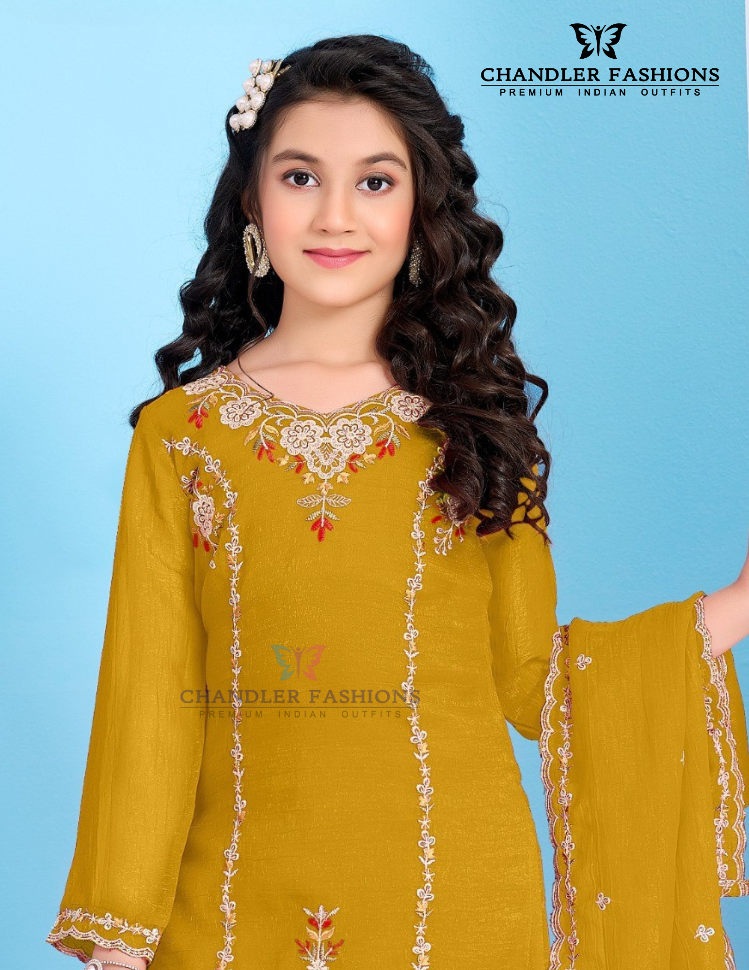 Mustard Yellow Color Georgette With Embroidery And Sequins Work Palazzo Suits Near Me