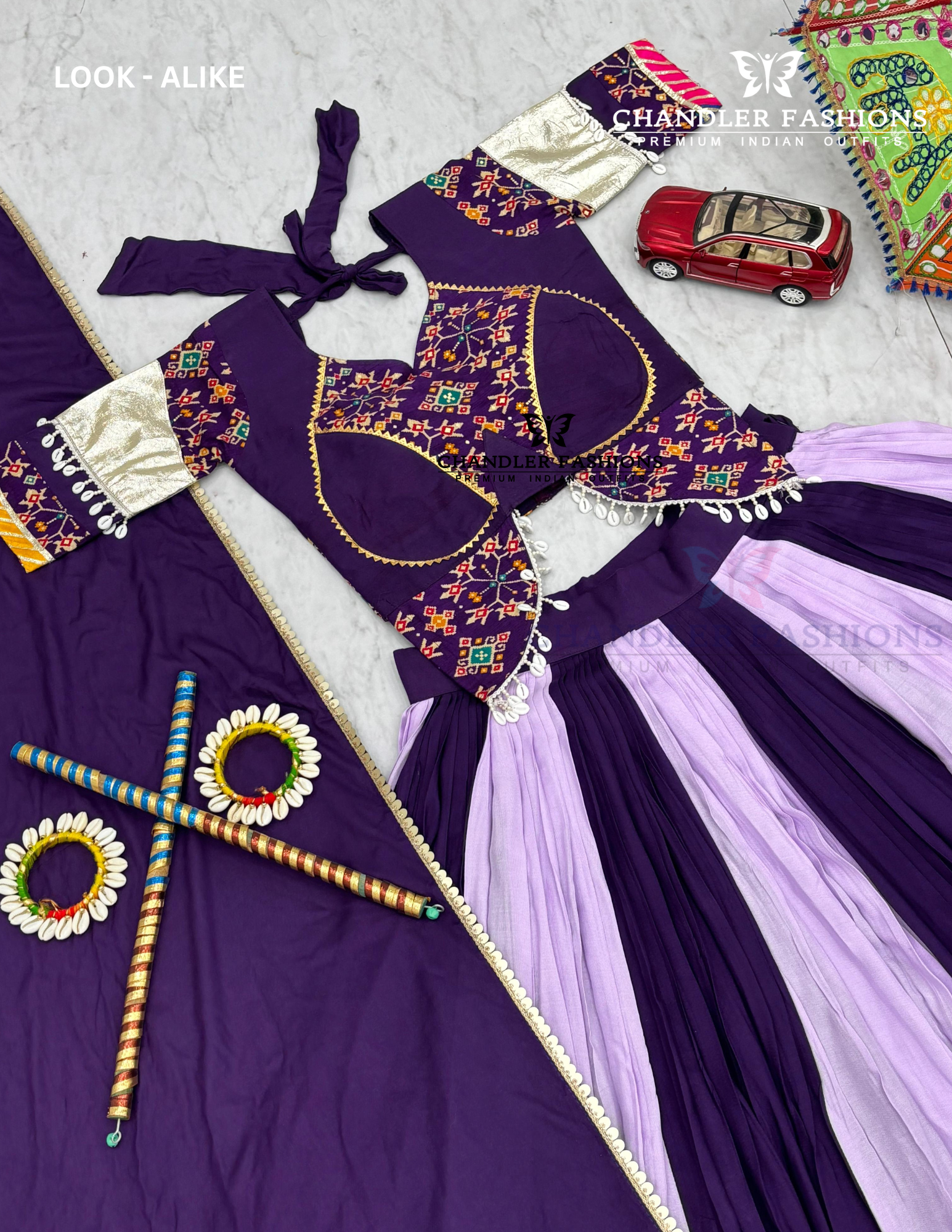 Purple Colored Ribbon Work Chaniya Choli Sets In Atlanta
