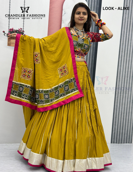 Amazing Multicolored Heavy Gamthi Work Chaniya Choli Sets For Women