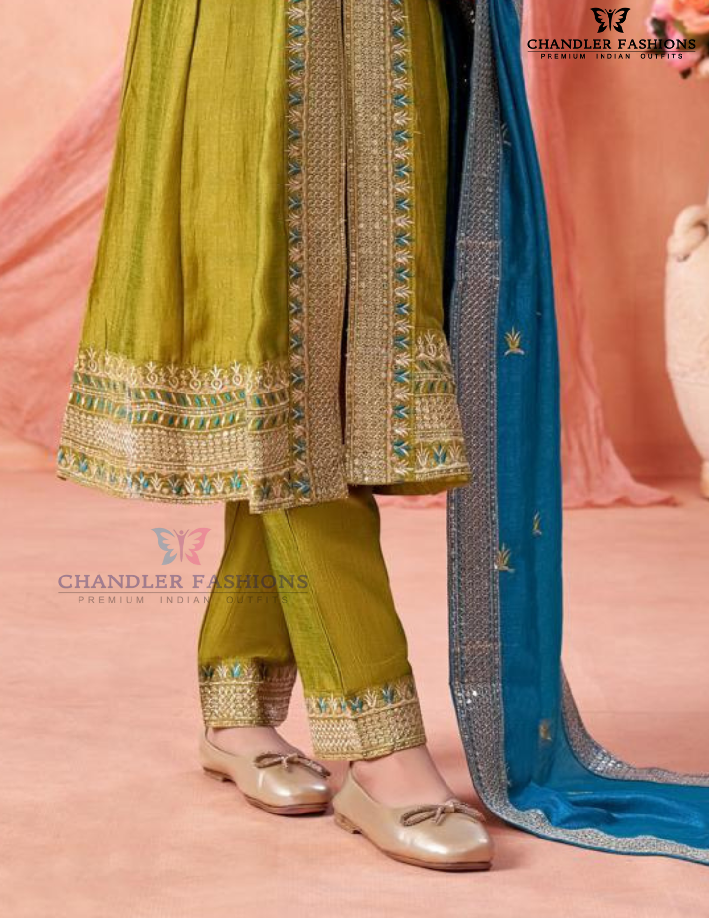 Green Color Silk Sequins Work Kurti Sets In USA