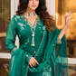 Delightful Dark Green Color Organza Embroidered Work Kurti Near Me