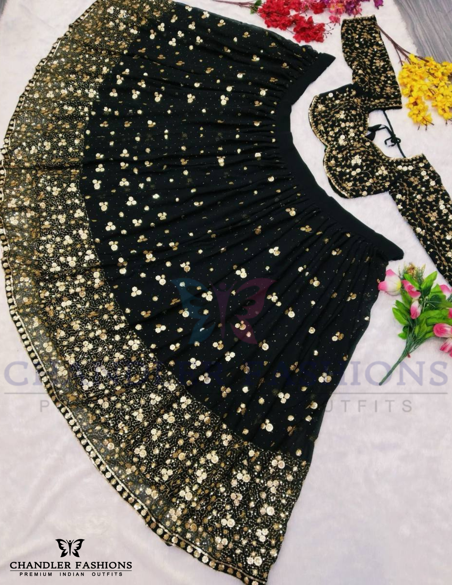 Elegant Black Georgette Lehenga Choli For Women In USA