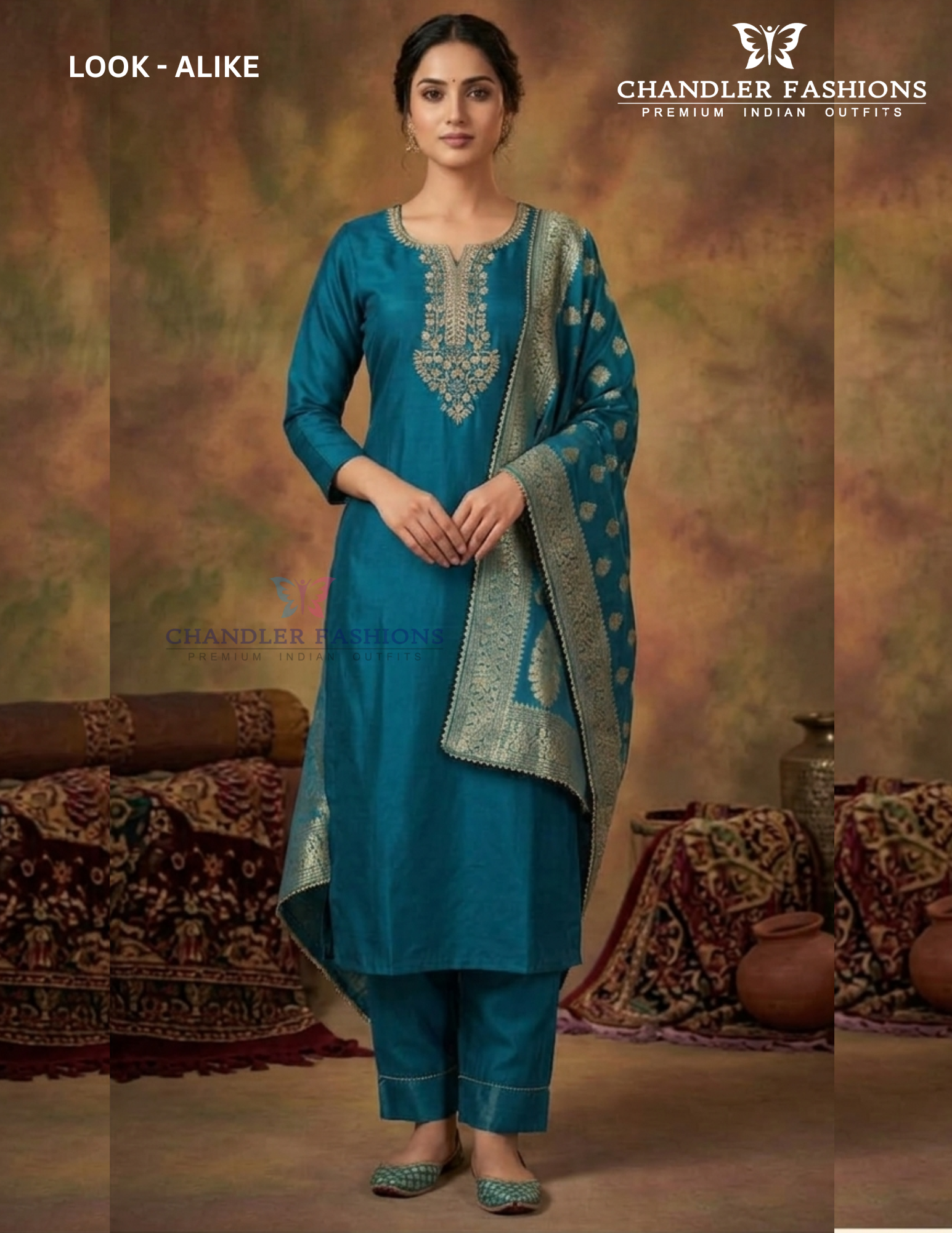 Exquisite Teal Green Color Silk With Zari Embroidery Work Salwar Suits For Women