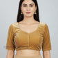 Amazing Dark Gold Colored Velvet With Paan Neck Readymade Blouse For Women