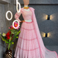 Fabulous Pink Color Embroidery Party Wear Georgette Lehenga Near Me