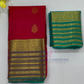 Attractive Red Color Pure Kanchi Silk With Contrast Green Pallu And Gold Zari With Tradition Motifs Work Saree For Women - SILKMARK CERTIFIED