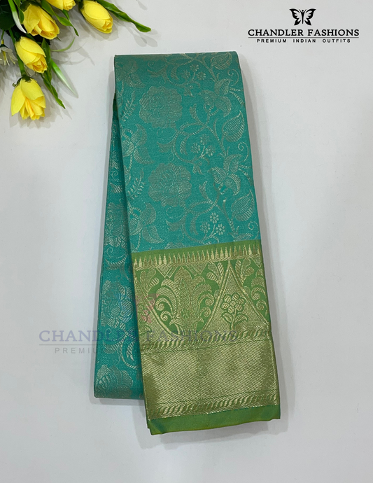 Attractive Light Green Color Art Silk Saree With Silver Zari Work For Women