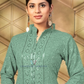 Sea Green Color Rayon With Chikankari And Sequins Work Kurti Near Me