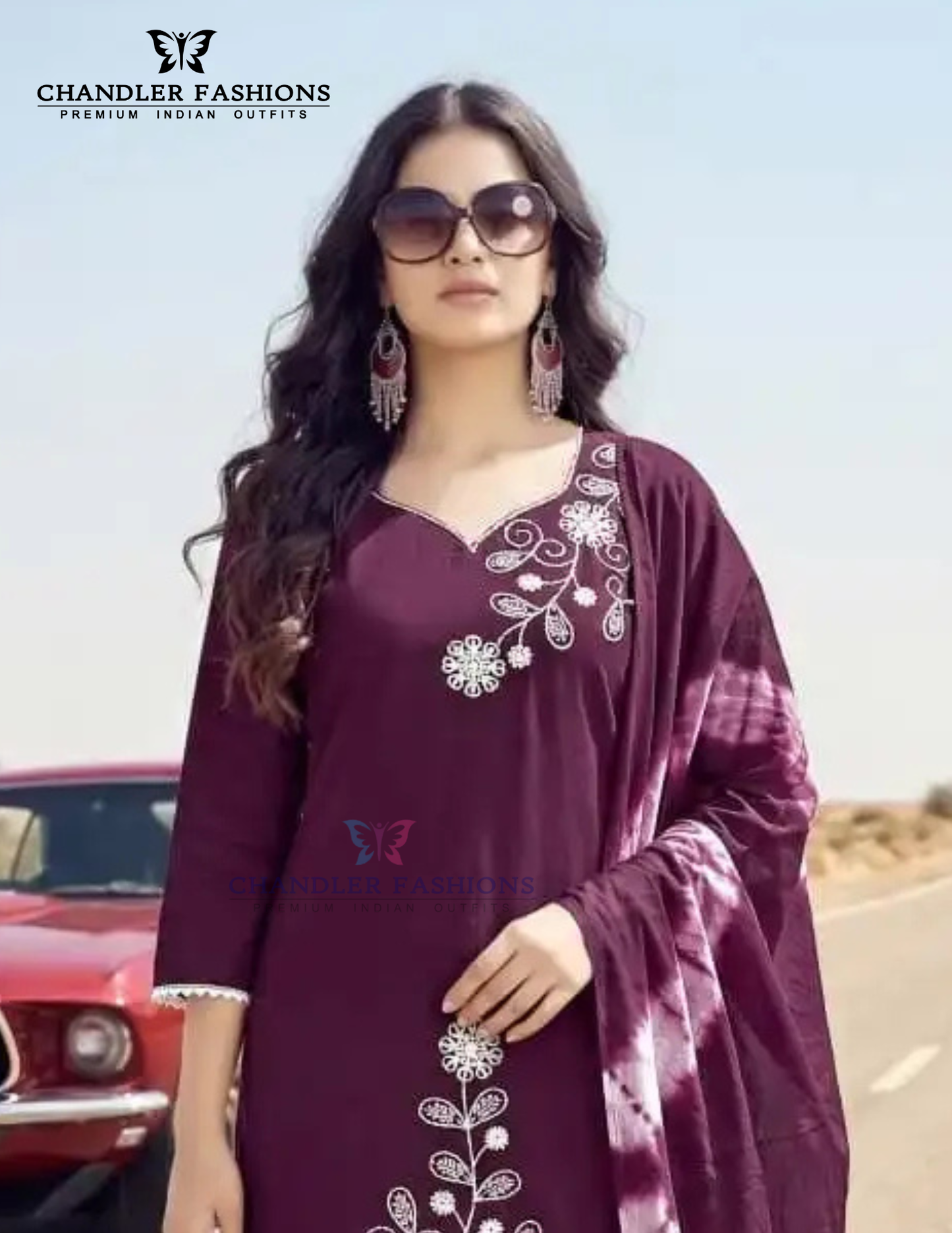 Wine Color Cotton With Embroidery Work Salwar Suits Near Me