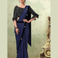 Blooming Blue Color Ready To Wear One Minute Imported Lycra Designer Saree