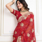 Red Color Embroidery Work With Georgette Saree Near Me