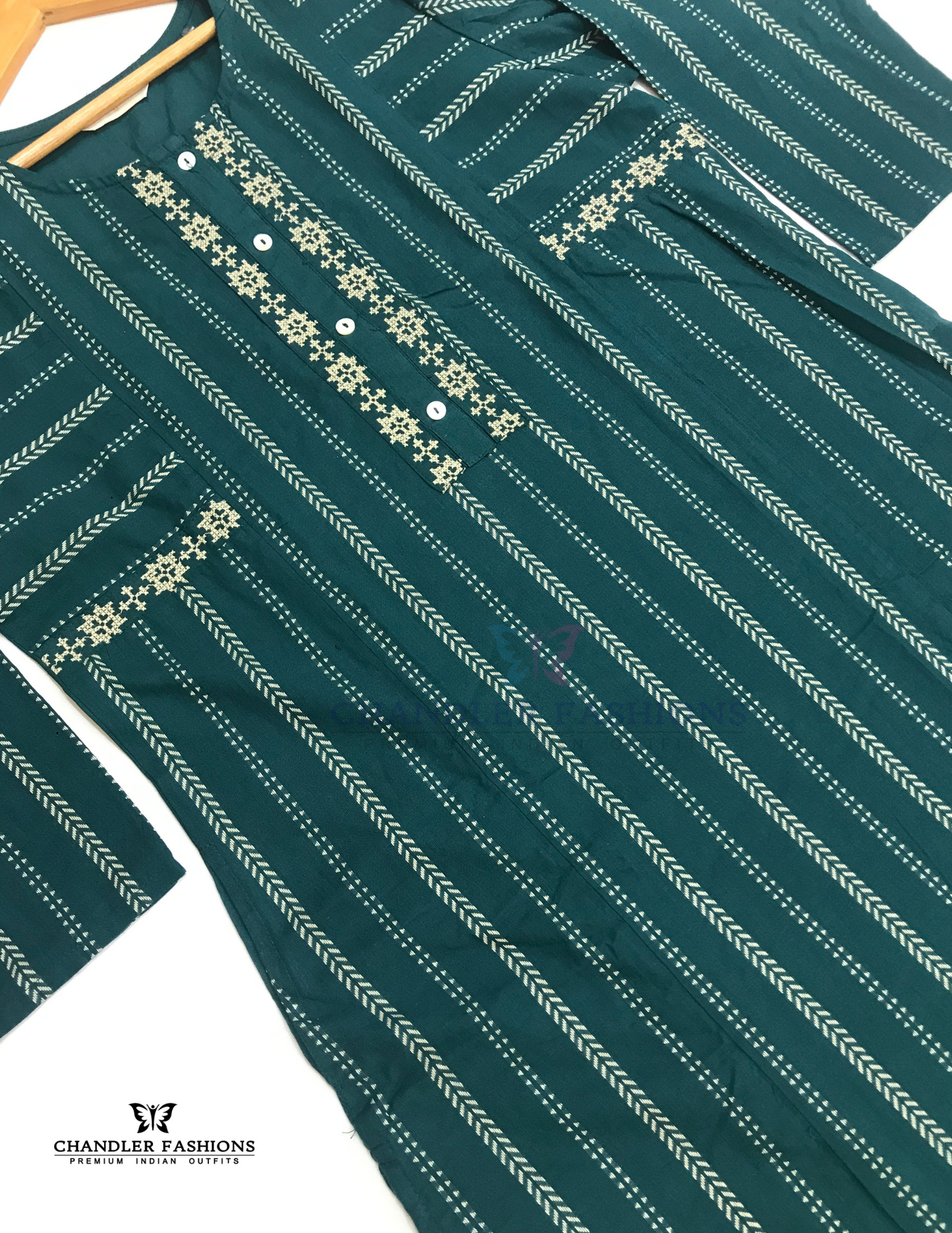 Teal Green Color Poly Cotton With Self Design Kurti In Yuma