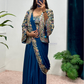 Stunning Blue Color Heavy Embroidery Work Ready To Wear Saree For Women Near Me