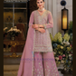 Lavender Color Shimmer With Embroidery Work Palazzo Suits And Dupatta Near Me