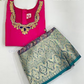 Attractive Pink Colored Silk Langa Sets With Stone Work Near Me