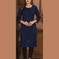 Charming Navy Blue Color Rayon With Chikankari Work Kurti For Women