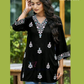 Wonderful Black Color Cotton With Embroidery Work Short Kurti For Women