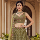 Charming Olive Green Net With Embroidery And Sequins Work Lehenga Near Me