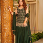 Pleasing Green Color Faux Georgette Palazzo Suit In Mesa
