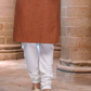 Light Maroon Color Poly Kurta For Men In USA