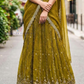 Green Color Embroidery And Sequins Work Lehenga In USA