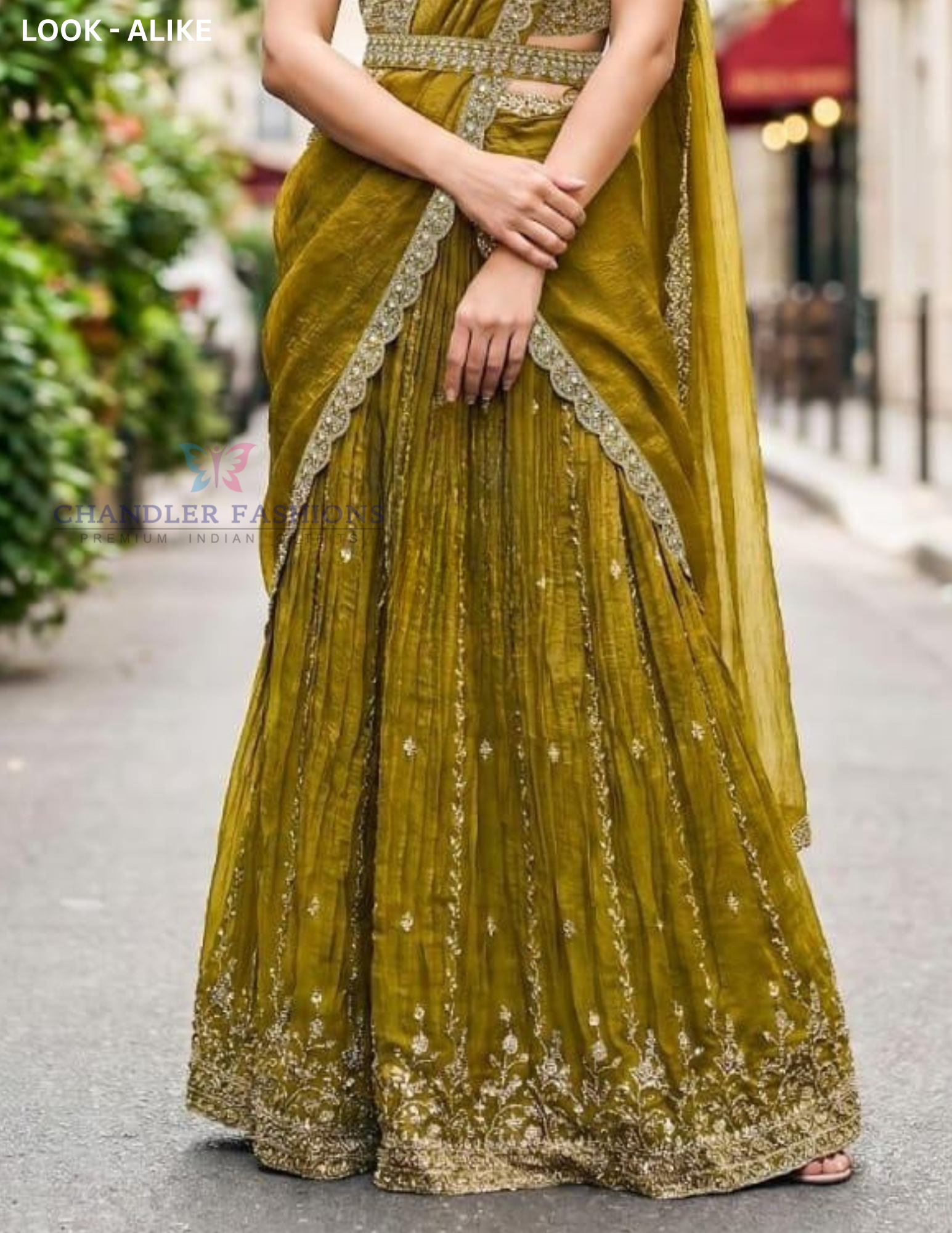 Green Color Embroidery And Sequins Work Lehenga In USA