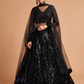 Stunning Black Color Net With Thread And Sequins Work Lehenga Choli For Women