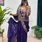 Wonderful Violet Color Heavy Embroidery Work Ready To Wear Saree For Women Near Me