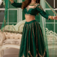 Dark Green Color Embroidery Attractive Party Wear Silk Lehenga Choli