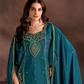 Elegant Teal Blue Color Chinon Sharara Suit With Heavy Embroidery Work Near Me