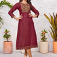 Elegant Maroon Color Rayon Kurti With Zari & Thread Embroidery Work