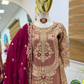 Maroon Color Crazy Silk Embroidery Sequins Work Palazzo Suits In Suncity