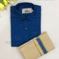 Blue Color Cotton Shirt With Tissue Zari Work Dhoti Set Near Me