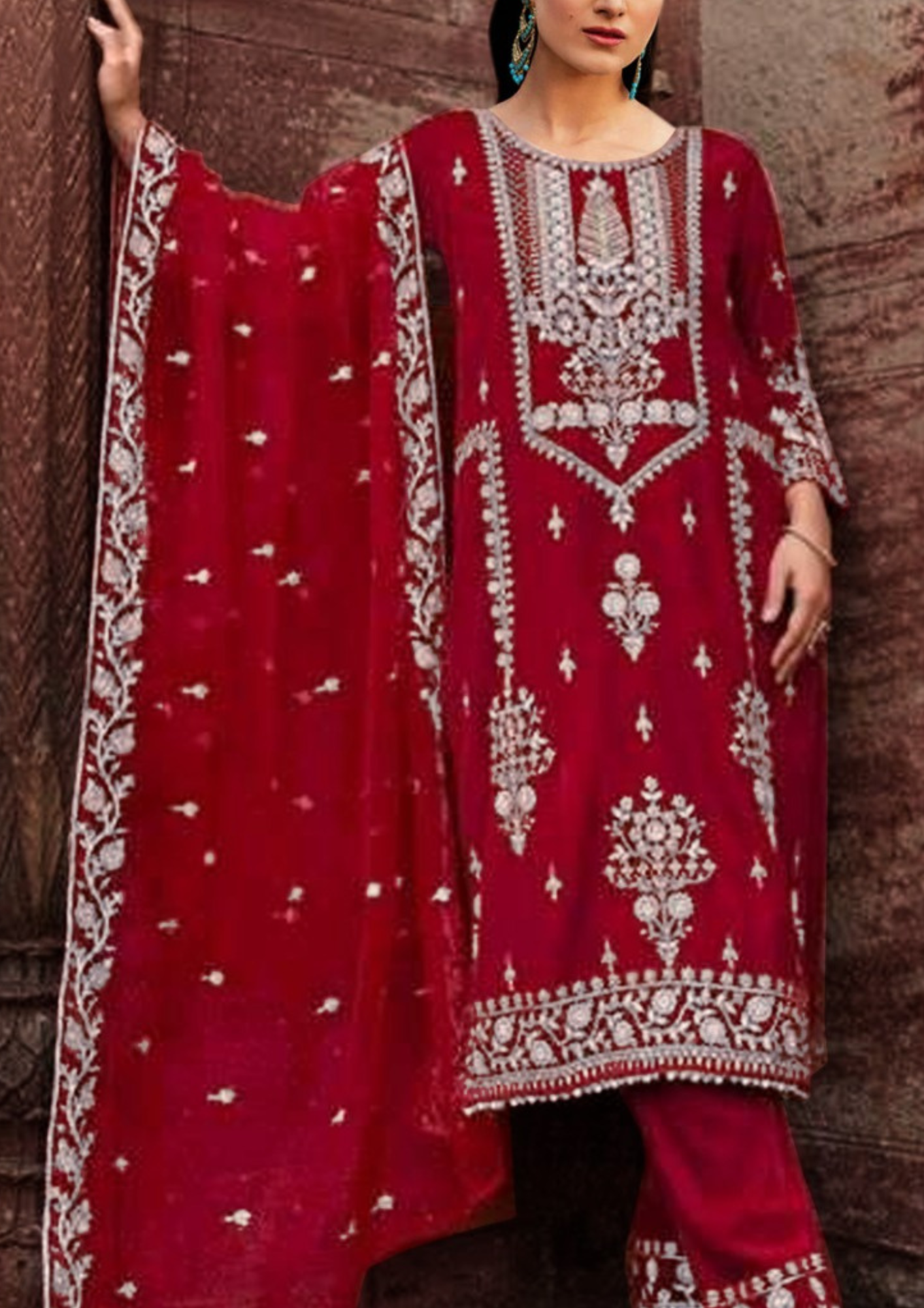 Maroon Color Pure Velvet With Embroidery Salwar Suits With Dupatta In Near Me