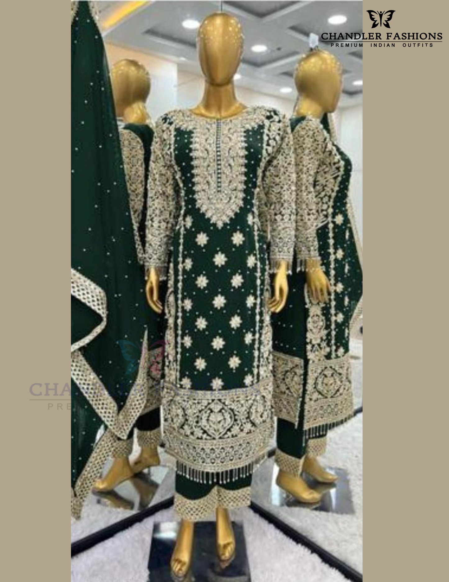 Dark Green Color Georgette With Embroidery And Sequins Work Kurti Suits Near Me