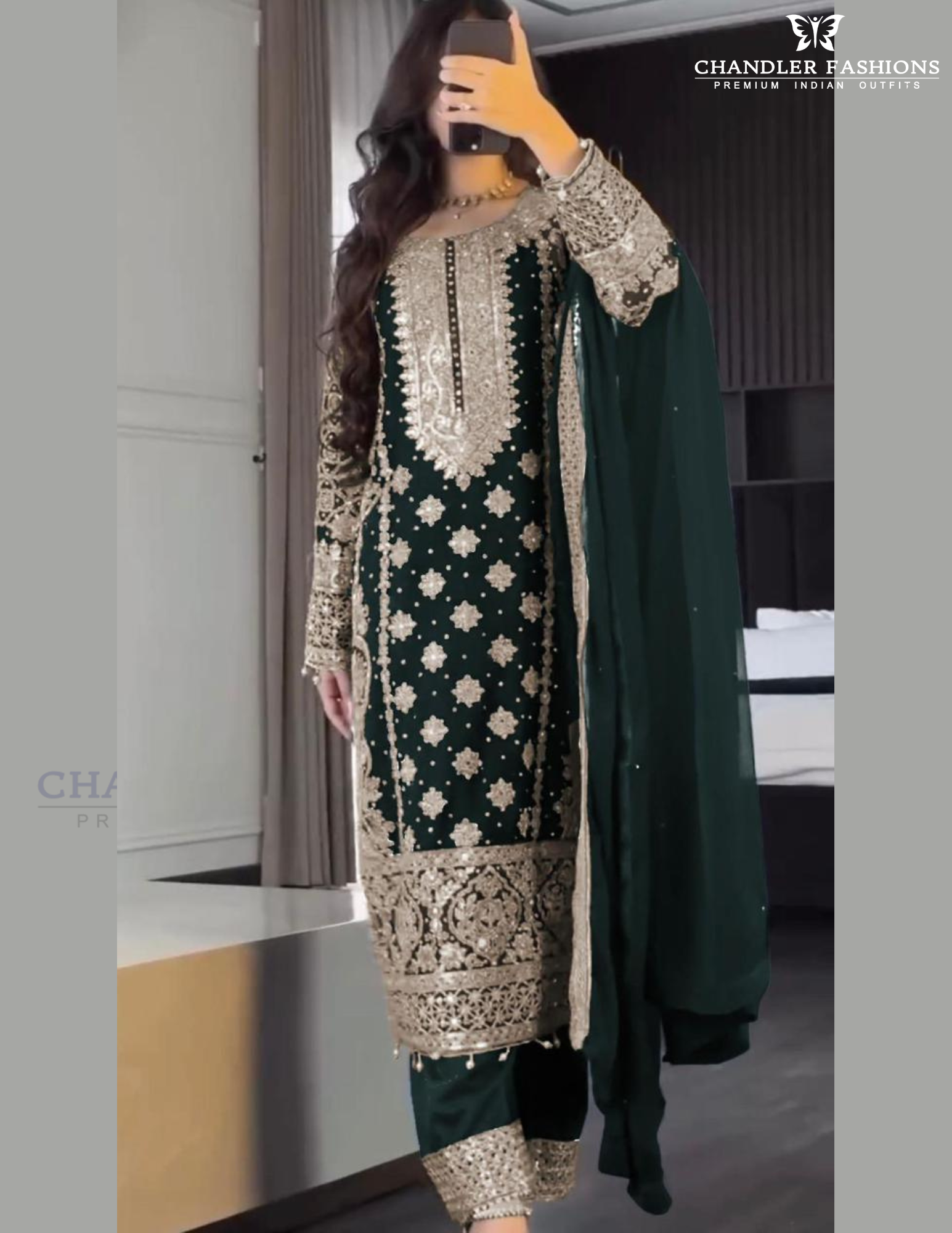Awesome Dark Green Color Georgette With Embroidery And Sequins Work Kurti Suits For Women