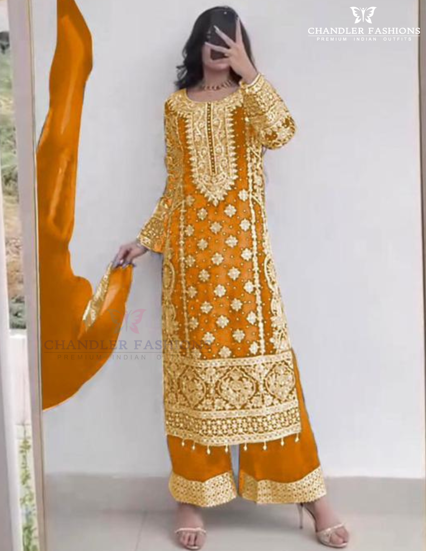 Wonderful Mustard Yellow Color Georgette With Embroidery And Sequins Work Kurti Suits For Women