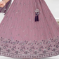 Wine Color Embroidery Work Choli Set With Dupatta In USA