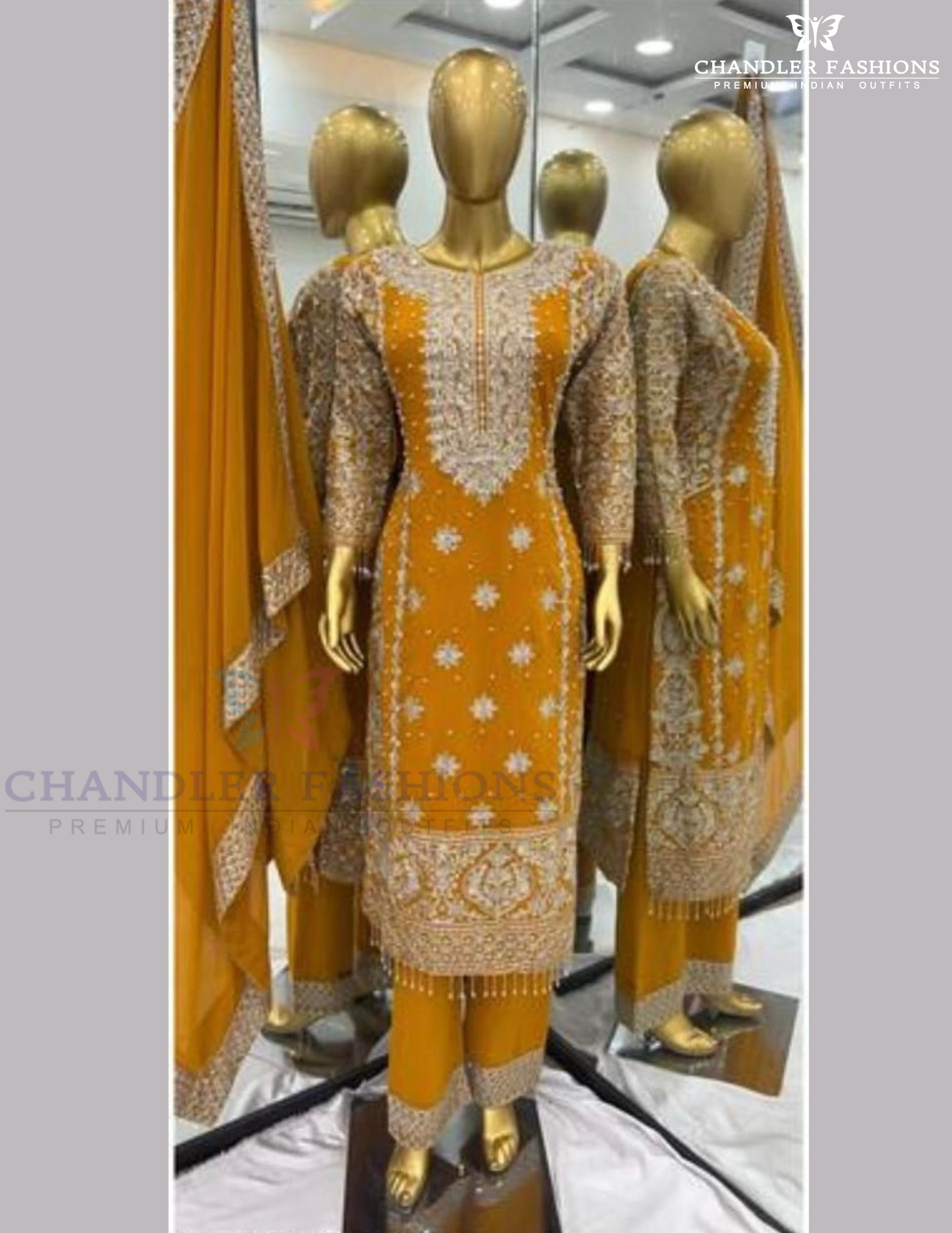 Mustard Yellow Color Georgette Embroidery Work Kurti Suits In USA