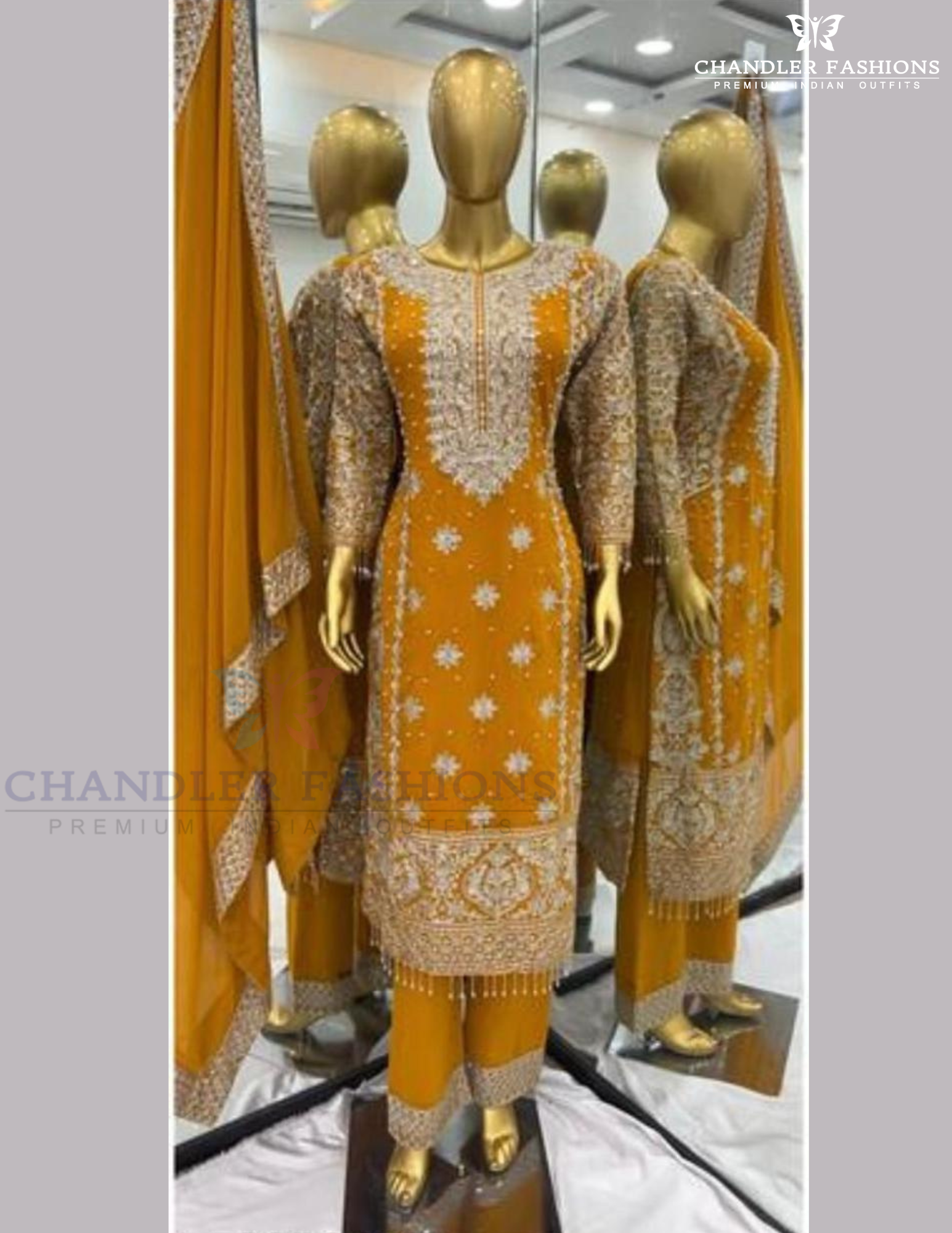Mustard Yellow Color Georgette Embroidery Work Kurti Suits In USA