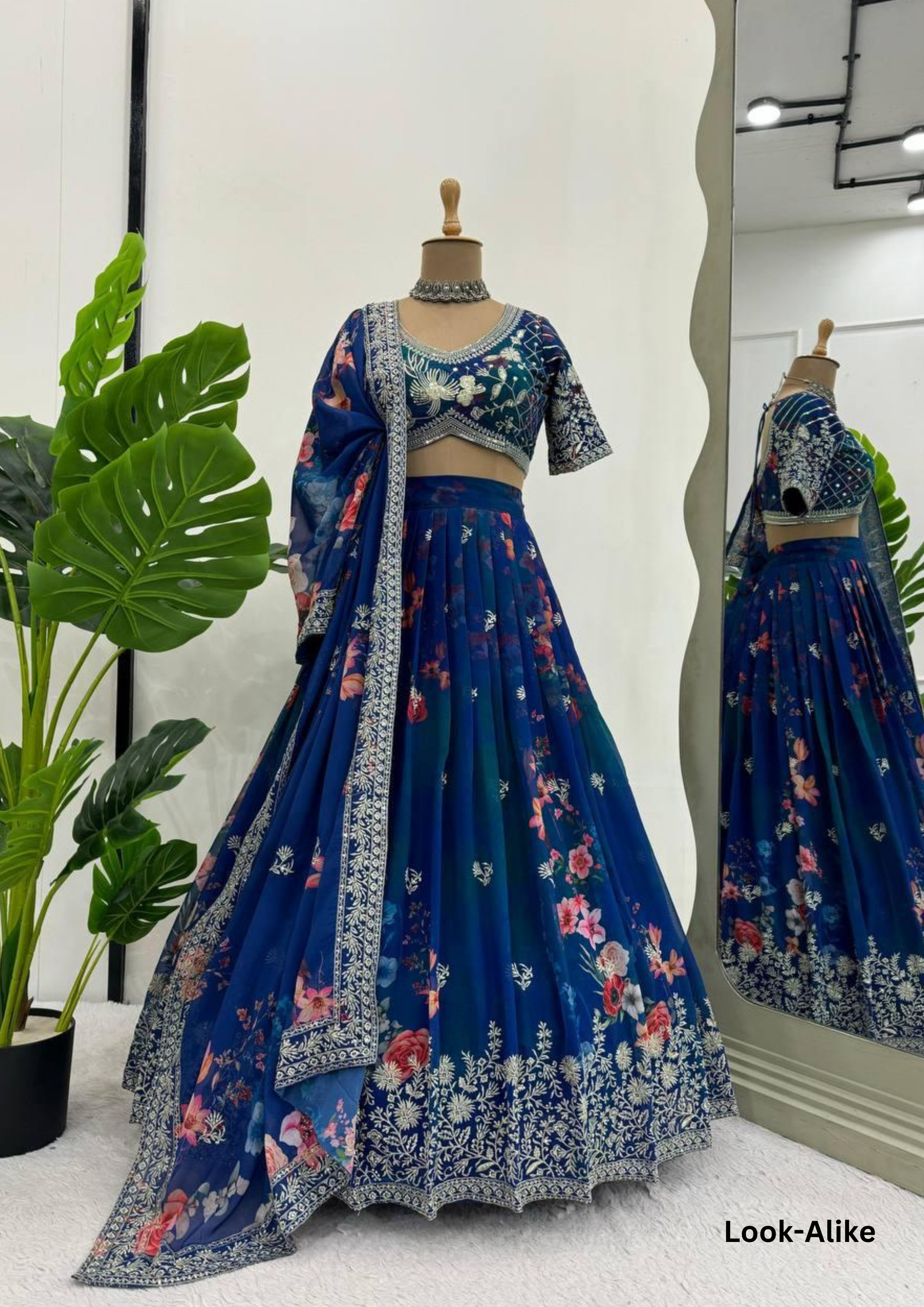 Charming Blue Color Georgette With Sequins Work Lehenga Choli In Near Me