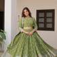 Gorgeous Green Color Chinon Heavy Embroidery Sequins Work Lehenga With Dupatta