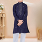 Attractive Blue Color Kurta Pajama Set With Sequins Work For Kids