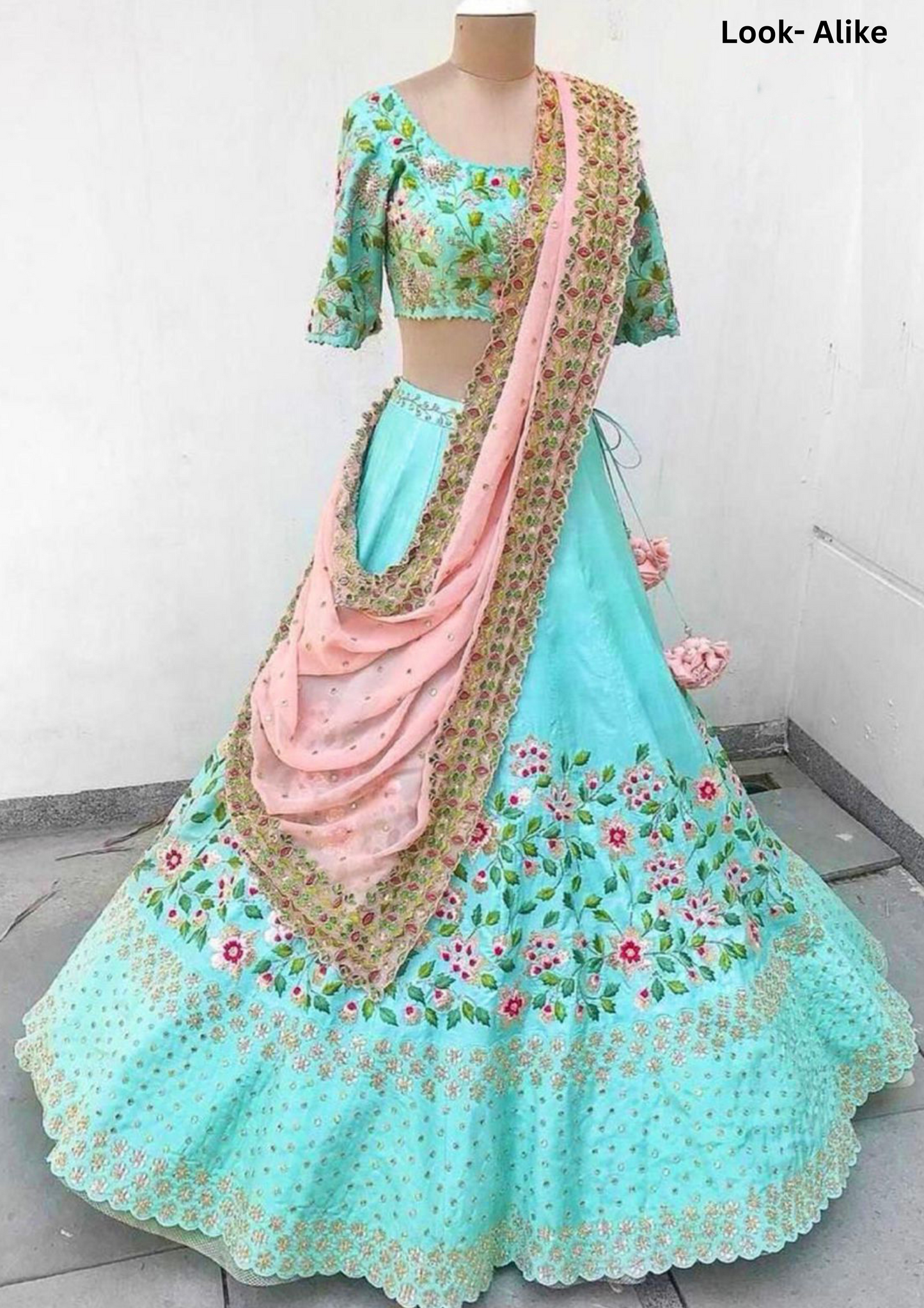 Fancy Sky Blue Colored Designer Lehenga Choli With Zari Work