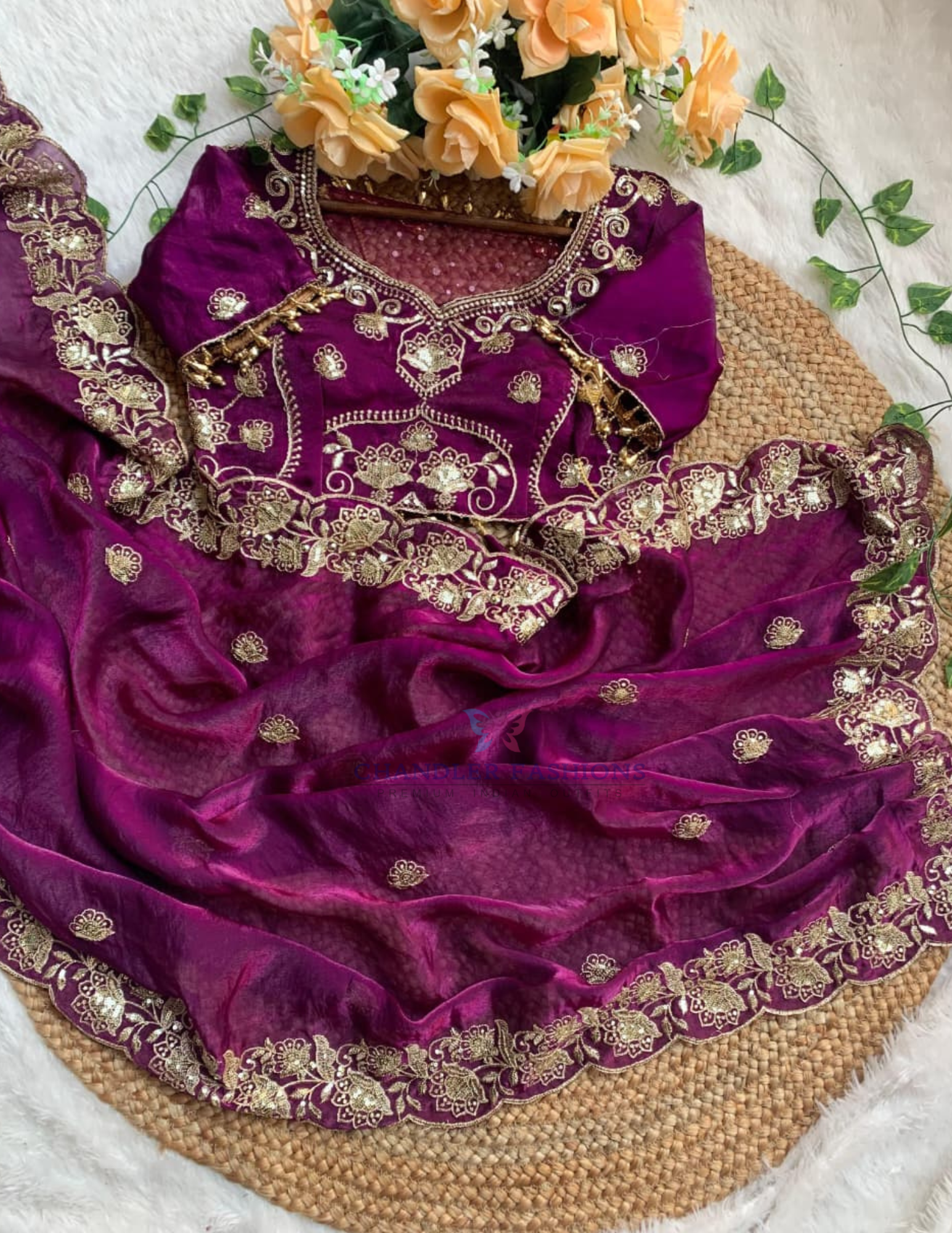 Embroidery And Sequins Work Saree In Chandler