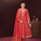 Graceful Red Color Berlin Silk Kurti Suit With Embroidery Work