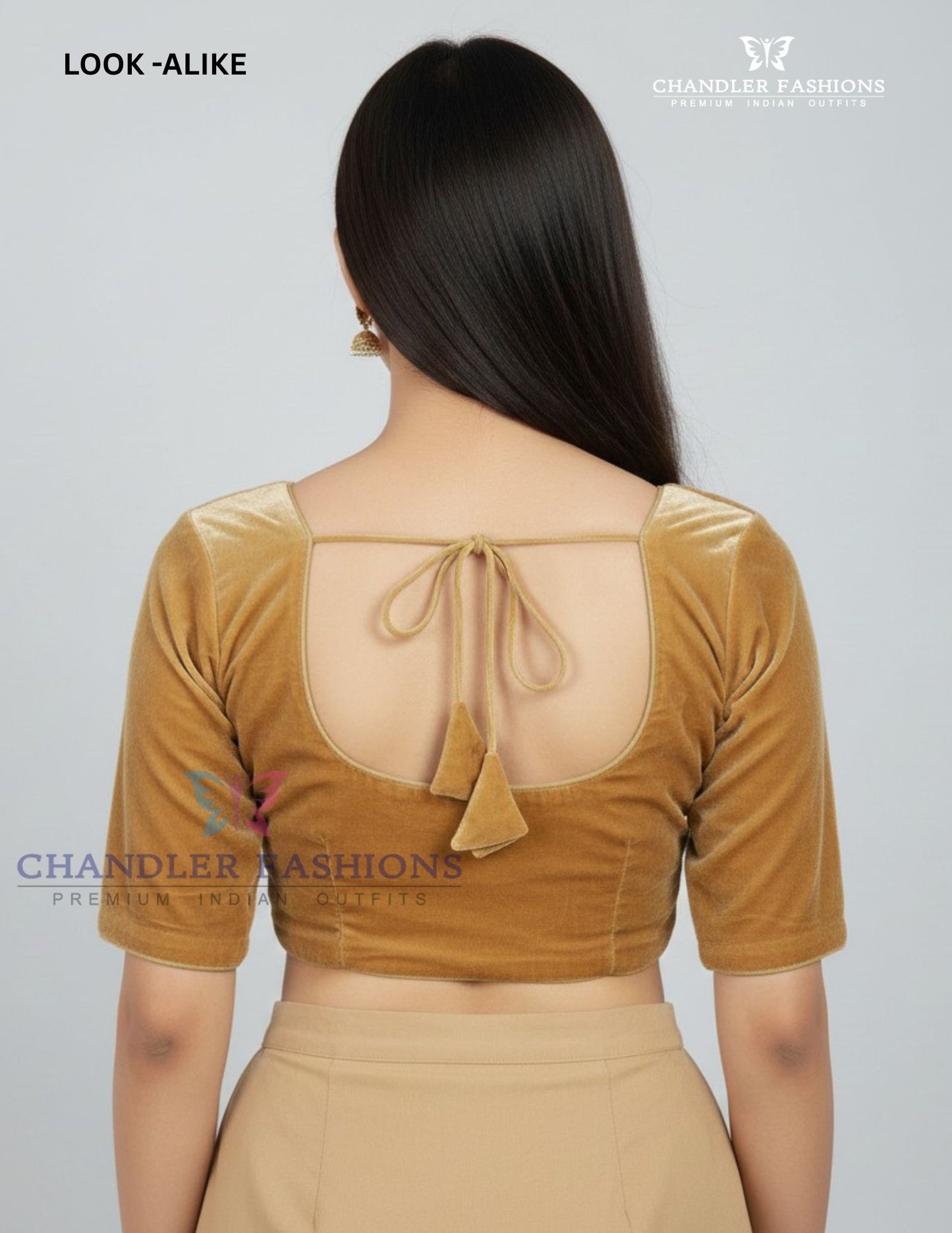 Dark Gold Colored Velvet Readymade Blouse Near Me