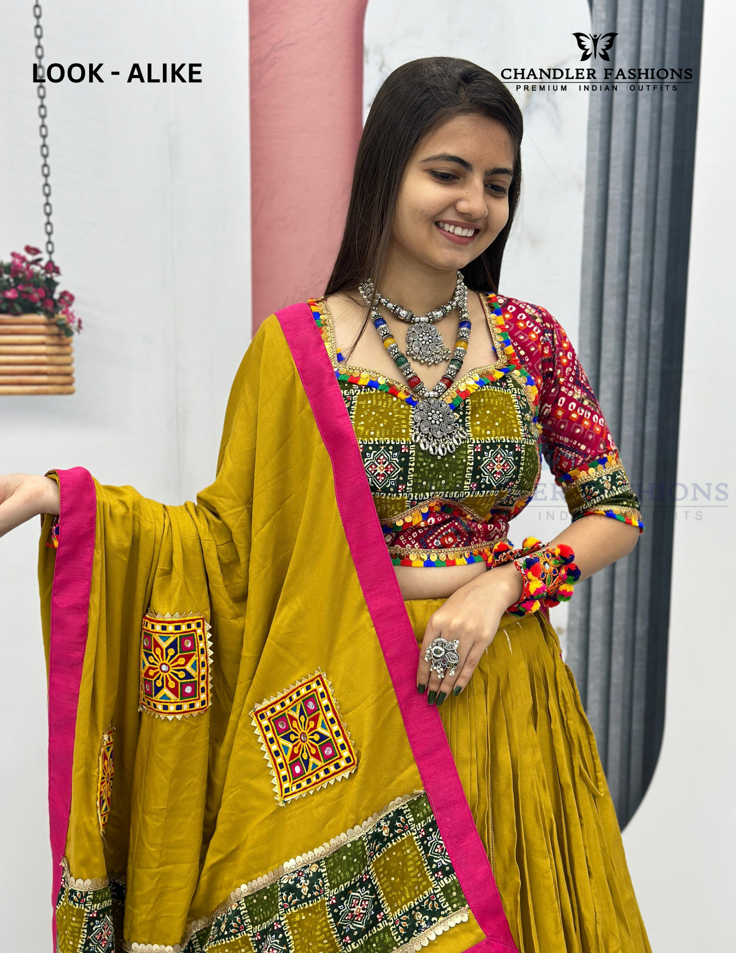 Multicolored Heavy Gamthi Work Chaniya Choli Set In USA