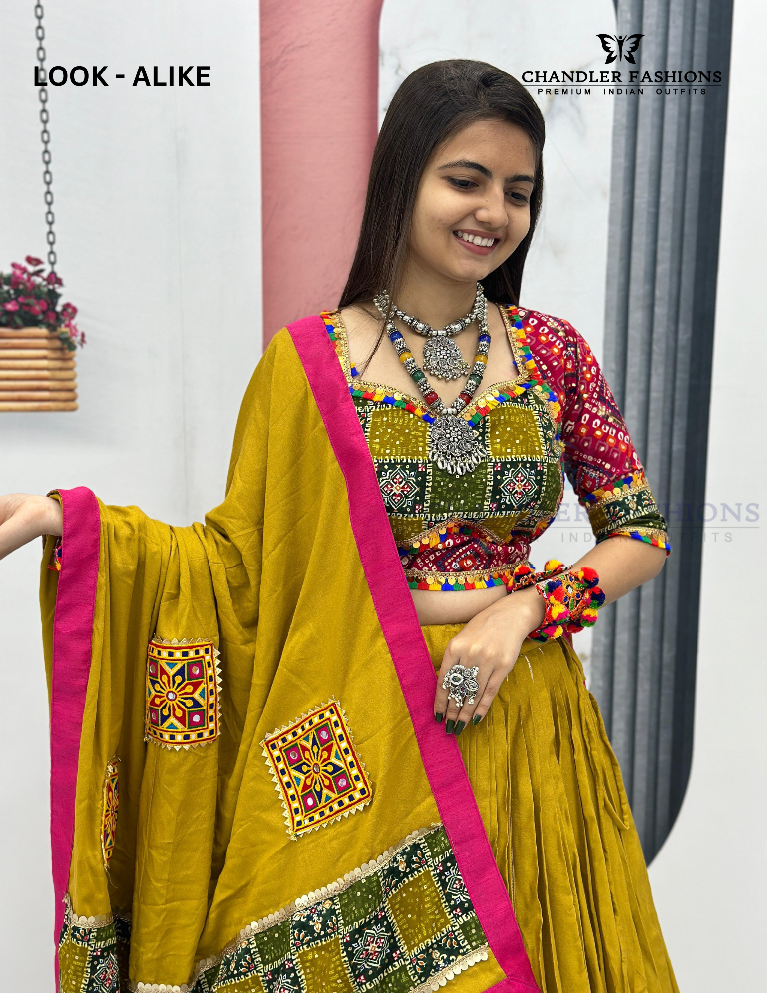 Multicolored Heavy Gamthi Work Chaniya Choli Set In USA