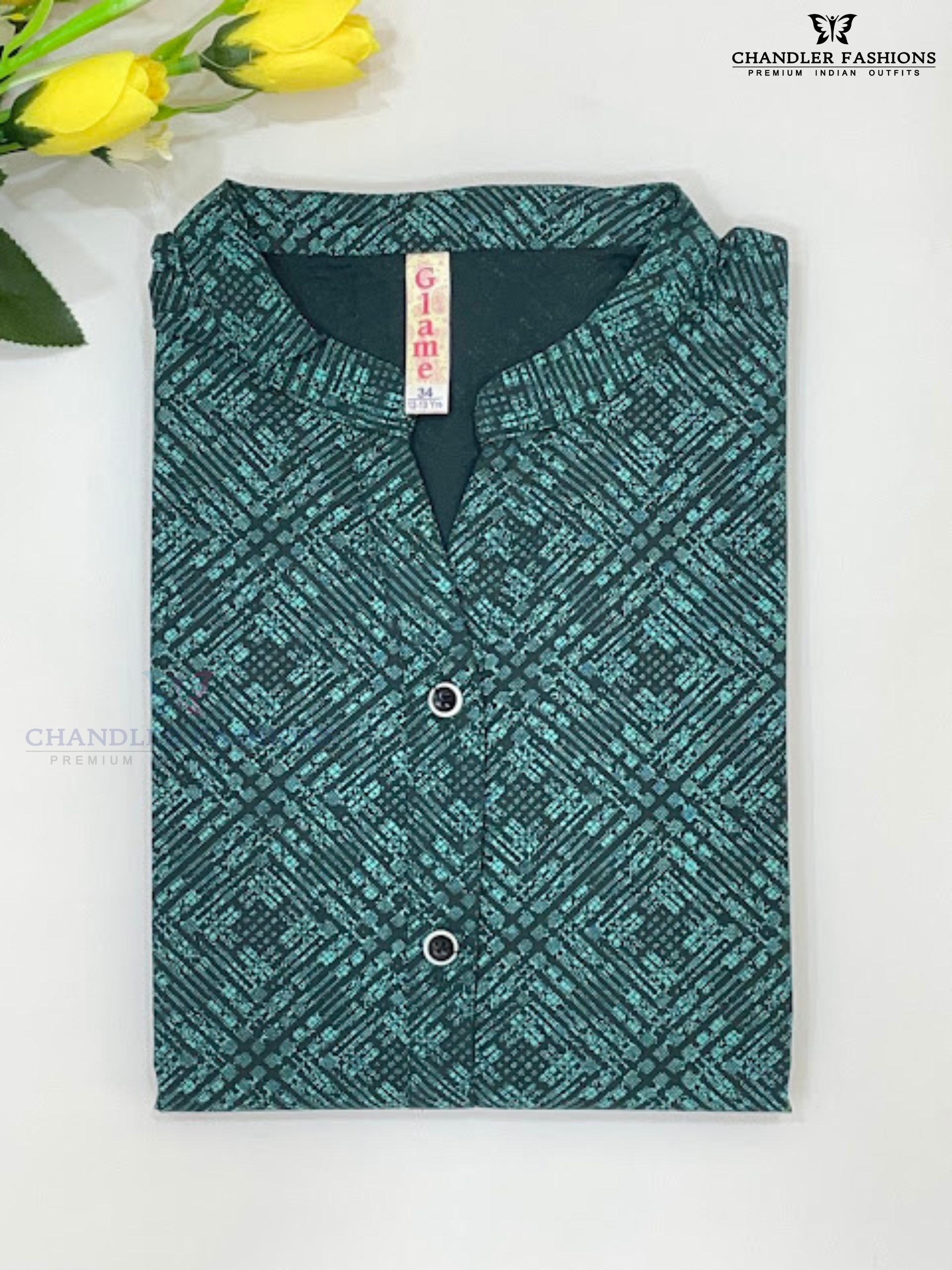 Appealing Green Color Printed Work With Poly Cotton Kurti In Mesa